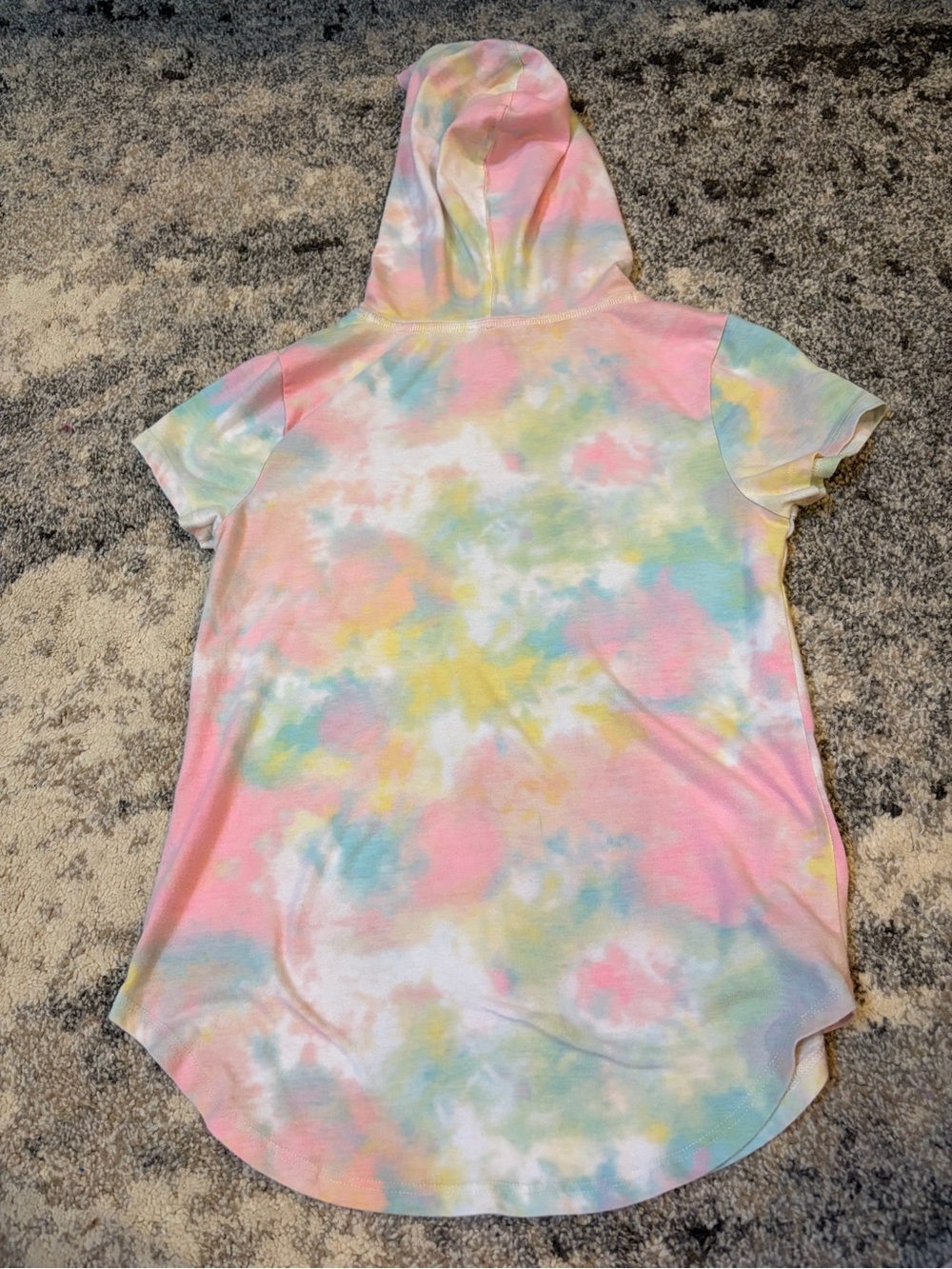 Pastel Tie-Dye Short Sleeve Hoodie - Picture 3 of 3